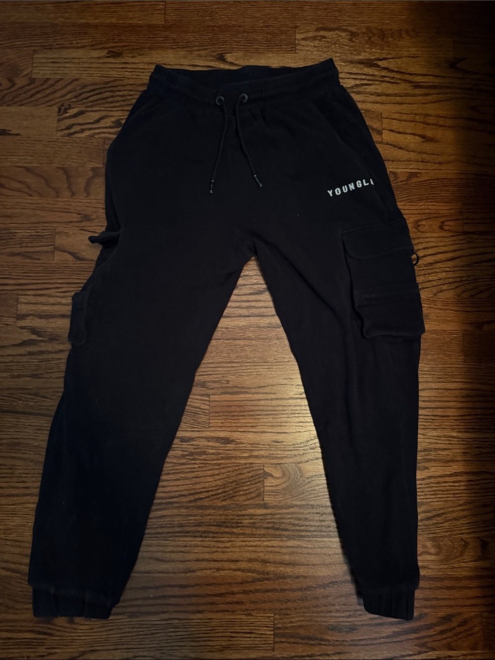 YoungLA Black Cargo Joggers with Side Pockets